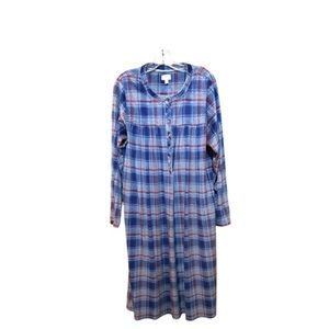 Aria Collection Plaid Winter Nightgown Pockets Red White Blue Soft 2X